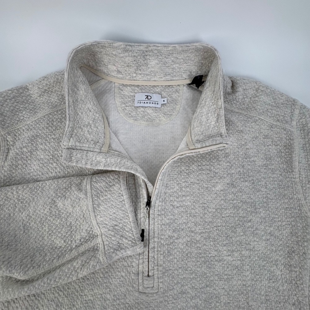 7 Diamonds Restoration Performance Mens XL Quarter Zip Sweater Oatmeal Grey Knit
